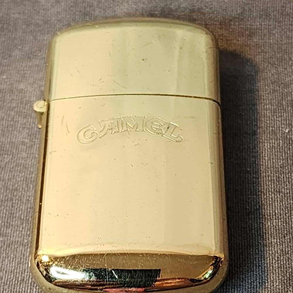 Vintage 90s Camel Cigarette Lighter Gold-tone Rounded Edges